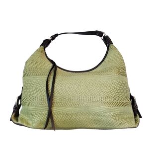 Worthington Woven Light Green Brown Faux Leather Hobo Purse Handbag ~ Pre-Owned